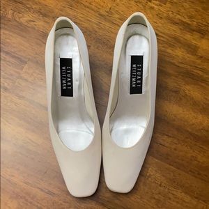 Vintage Stuart Weitzman Pumps in White Satin